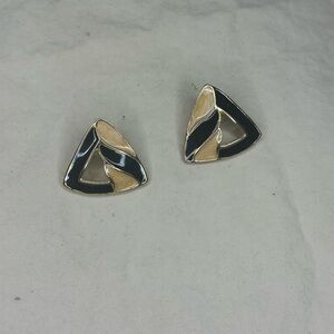 Vintage inspired Geometric Gold and Black Earrings